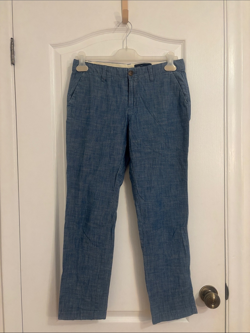 GAP Men's Blue Chambray Straight-Leg Chinos